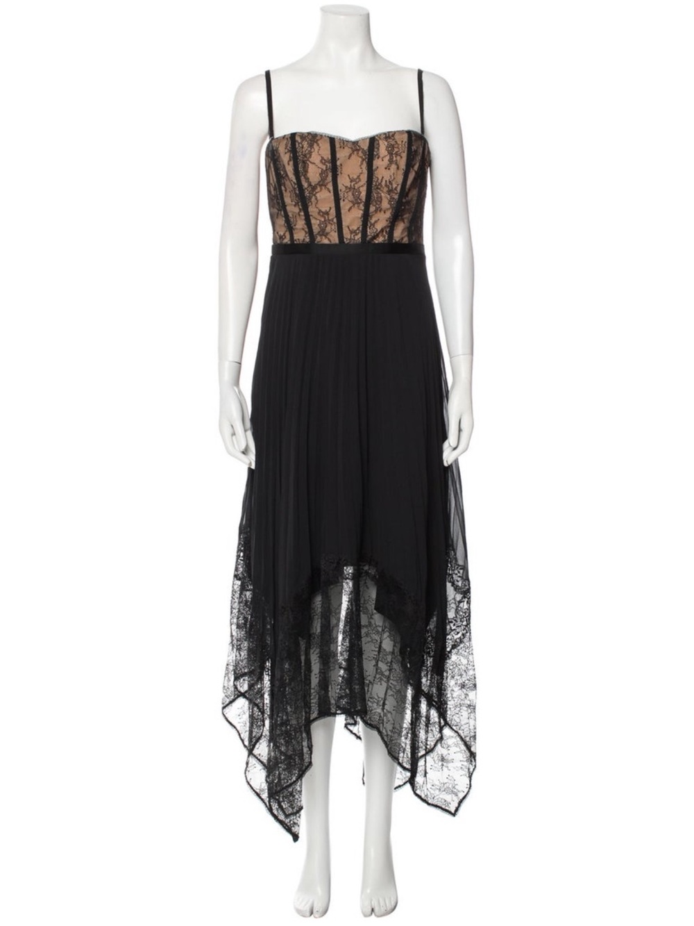 JONATHAN SIMKHAI SCARLETT LACE CORSET PLEATED MIDI DRESS | US 10 / L